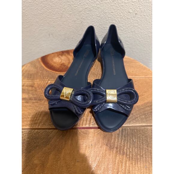 VITORINO Campos for Melissa Women's Seduction Open Toe Flats size 7 blue - Picture 2 of 7
